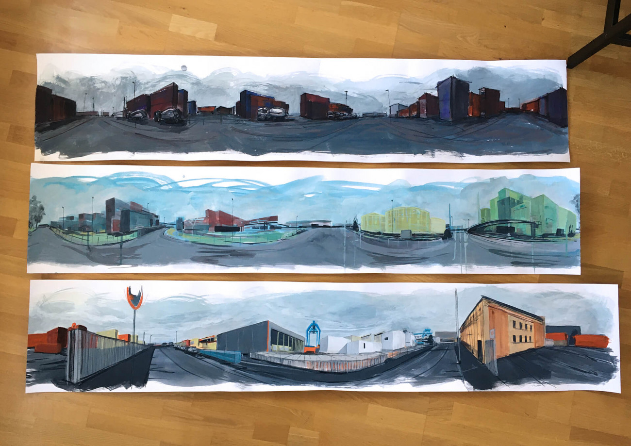 Anne Nilges, 360° Rundumblick – gezeichnete/gemalte „Street Views“