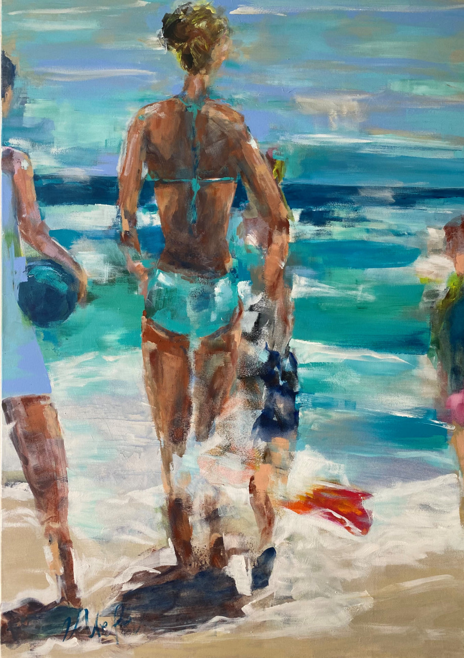 Martina Kefer, Sport &#8211; Bewegung &#8211; Dynamik "People on the beach" - Acryl und Pigmente auf LW - B100xH140cm